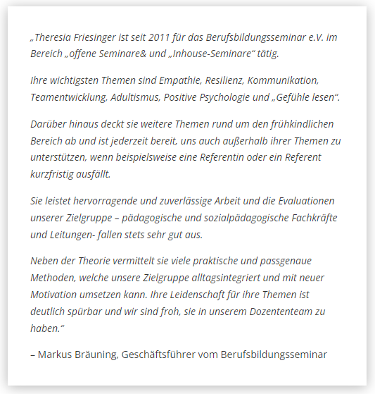 Referenz Theresia Friesinger
